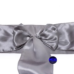 100 SILVER GREY Satin Chair Sashes Bows Wedding Party Banquet Event DIY Décor
