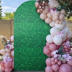 7.2 ft Green Leaves Arch Backdrop Cover, Wrinkle Free Stretchy Spandex Greene…