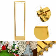 Wedding Square Flowers Stand Stage Gold Decor Backdrop Props Bracket Metal Stand