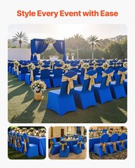 VEVOR 50PCS Royal Blue Stretch Spandex Folding Chair Covers for Wedding Party