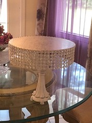 4 Inch x 2 Yards Sparkling Silver Flower Shape Diamond Mesh Wrap Roll Faux