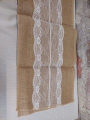 Burlap Lace Table Runner Rustic Wedding Party Event Decor 70 Inch Natural White