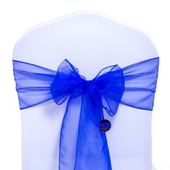 100pc ROYAL BLUE Organza Chair Sash Bows for Wedding Banquet Party Event Decor