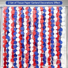 192Ft Royal Blue Red White Party Decorations Big Circle Dots Red Blue White