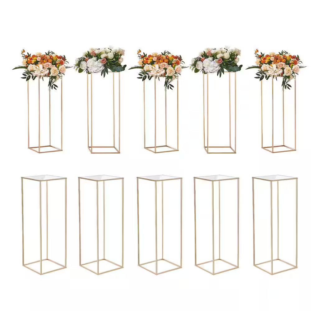 10 PCS 31.5 In./80 Cm Wedding Flower Stand Metal Vase Column Geometric Stands Go