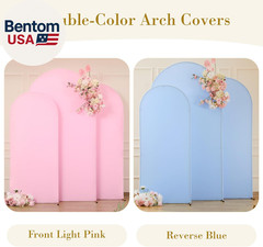Pink Blue Arch Cover 3 Set-7.2Ft, 6.6FT, 6FT Arch Backdrop Cover Spandex Fitted