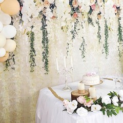 8 ft Printed Vinyl PHOTO BACKDROP White Roses Party BANNER Events Decorations