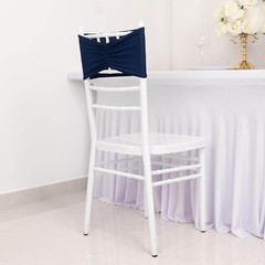 5 Navy Blue Spandex Ruffled CHAIR SASHES Wedding Party Home Decorations