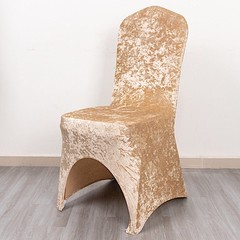 BEIGE Fitted Spandex Crushed Velvet Stretchable Banquet CHAIR COVER Party Events