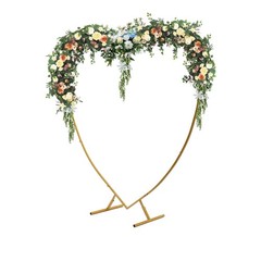 210cm Heart Shaped Gold Metal Balloon Arch Stand Frame Display Kit For Wedding