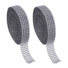2 Roll 1″x20 Yard Crystal Rhinestones Mesh Ribbon Gray (4mm)