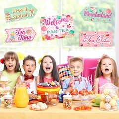20 Pieces Floral Tea Party Sign Decorations Directional Cardboard Yard Signs …