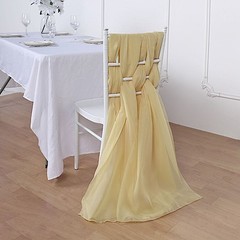5 Champagne Premium Chiffon Wide CHAIR SASHES Wedding Reception Decorations