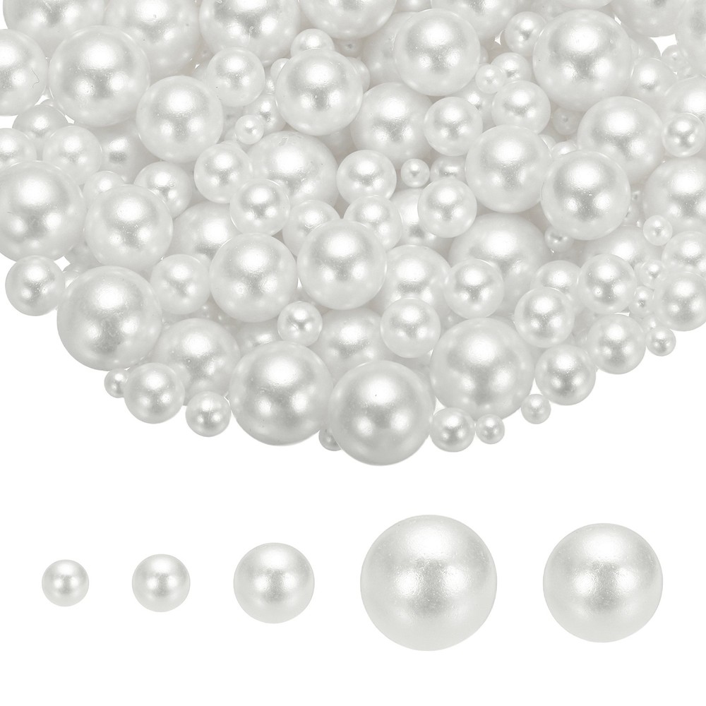 4/6/8/12/14mm Pearl Bead for Vase Filler, 600 Pcs Floating Beads, White