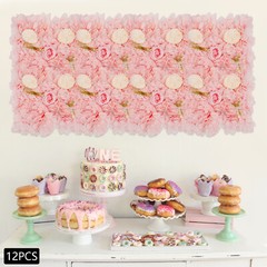 12pcs Artificial Flower Wall Background Silk Rose Mat For Wedding Backdrop Wall