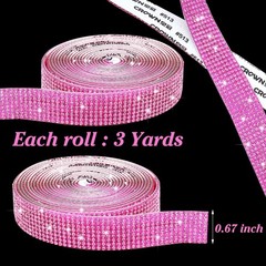Self Adhesive Pink Crystal Rhinestone Strips Diamond Ribbon Bling Gemstone St…