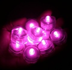 10 Pack Tea Light Submersible waterproof battery operated candle Floralyte pink