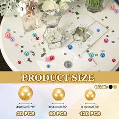 200 Pcs Pearl Bead for Vase Filler, 20/14/10mm Floating Beads(Black Yellow)