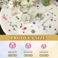 150 Pcs Pearl Bead for Vase Filler, 20/14/10mm Floating Beads(Light Pink)