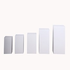 5 WHITE Metal Rectangular DISPLAY STANDS Pedestal Riser Party Events Decorations