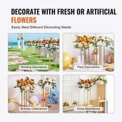 VEVOR 4PCS Column Wedding Flower Stand Cylindrical Display Rack 23.6inch Metal