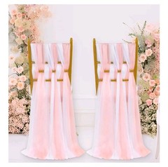 PakiInno Wedding Chair Sashes Covers 8FT White and Blush Aisle Decoration 50pcs