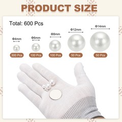 4/6/8/12/14mm Pearl Bead for Vase Filler, 600 Pcs Floating Beads, White