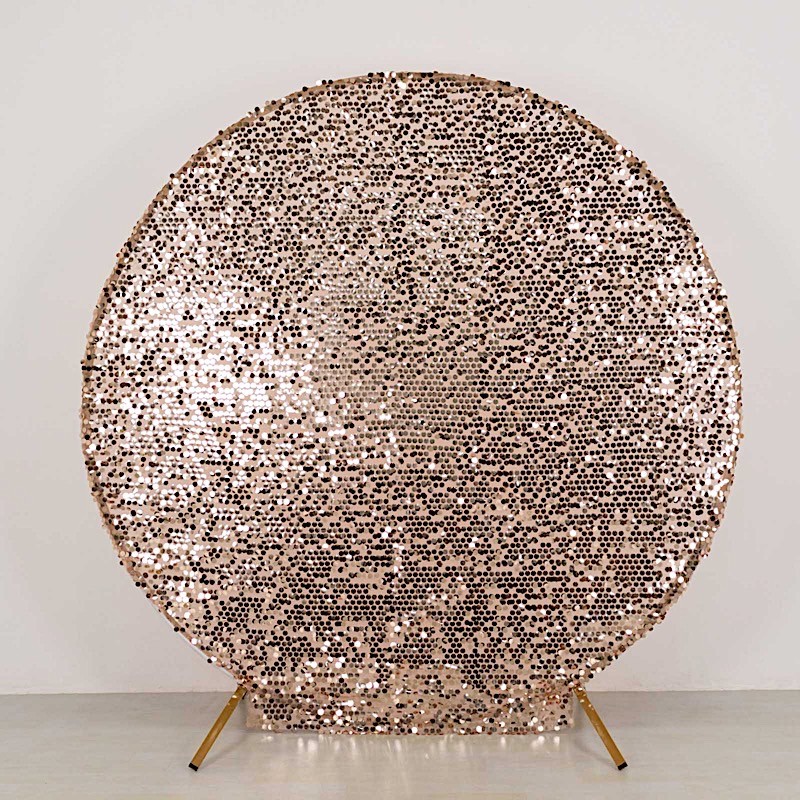 7.5 ft BLUSH Sparkly Big Payette Sequin Backdrop STAND COVER Party Decorations