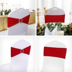 Transform Your Event with 100pcs Washable Red Spandex Chair Sashes – 14-20in