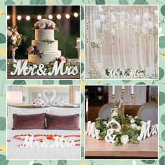 2pcs Large Mr & Mrs Wedding Table Signs with 5.91ft Floral Garland Centerpieces