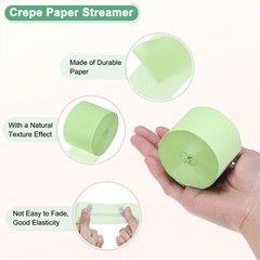 6-Rolls 492ft Crepe Paper Streamer for DIY [Cream Green-1.8 Inch x 82 Ft/Roll]