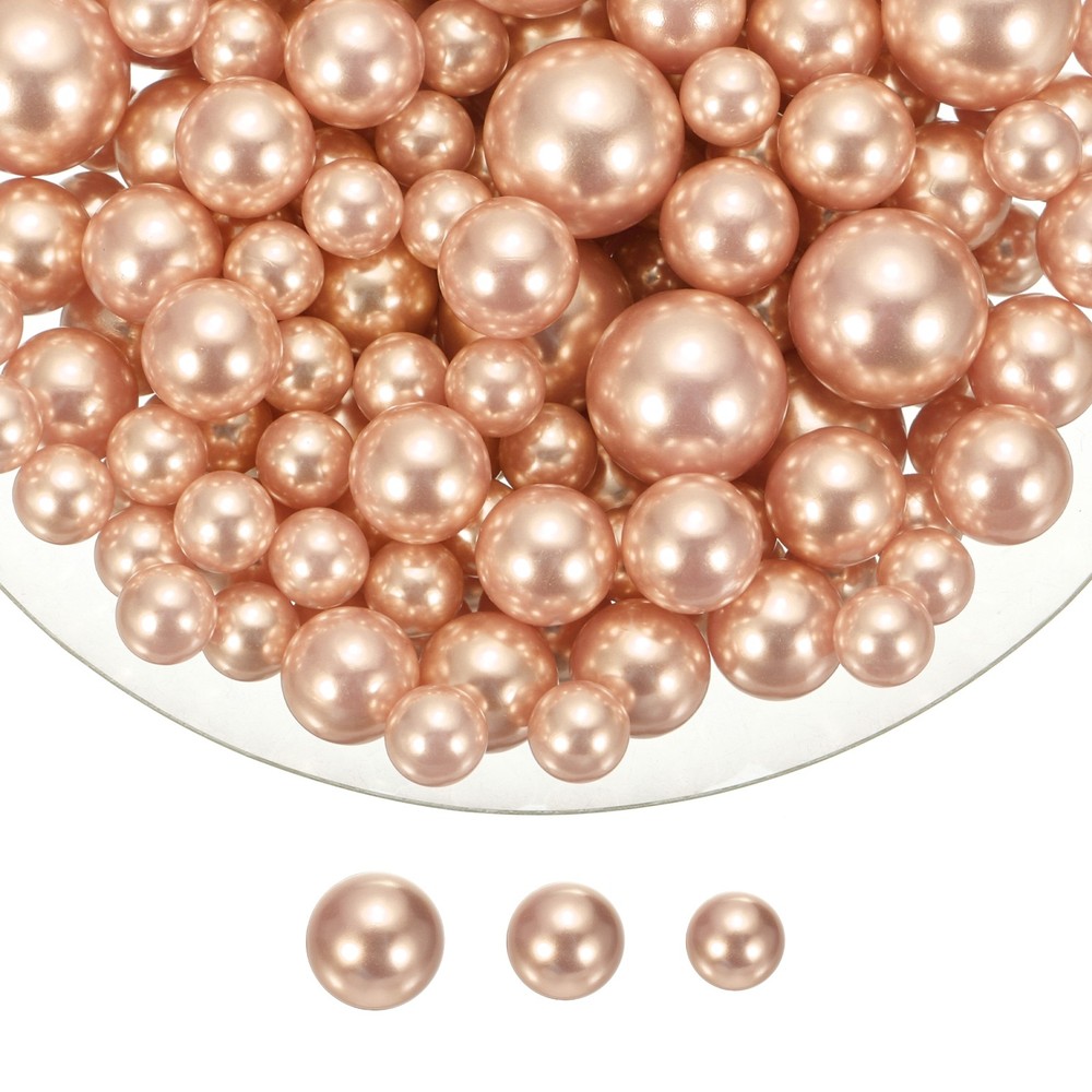 150 Pcs Pearl Bead for Vase Filler, 20/14/10mm Floating Beads(Rose Gold)