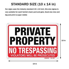 4 Pack Private Property No Trespassing Sign Metal 10″x14″ Rust Free Aluminum,…