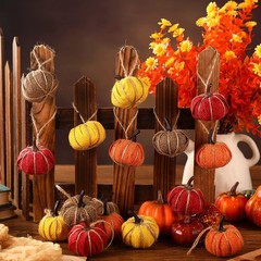 Kajaia 16 Pcs Mini Thanksgiving Fall Pumpkin Hanging Ornament for Tree 2.05 I…