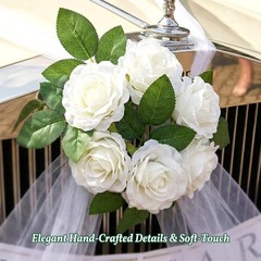 Luxury White Wedding Car Decoration Kit – Elegant Artificial Flower Hood Garland