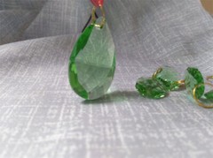 12Pcs 38mm Teardrop Prism Pendant Crystal Apple Green Chandelier Replace Hanging