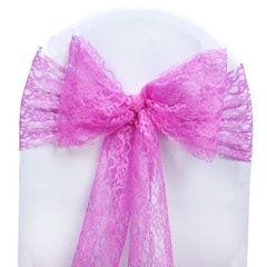10 Fuchsia Lace CHAIR SASHES Ties Bows Shabby Chic Wedding Reception Party