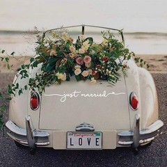 Just Married Vinyl Decal – 28×4 Inch Wedding Car Window Sticker, Elegant Remo…
