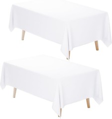 White Tablecloth Rectangle 60 x 102 Inch 2 Pack 6ft Polyester Fabric for Table