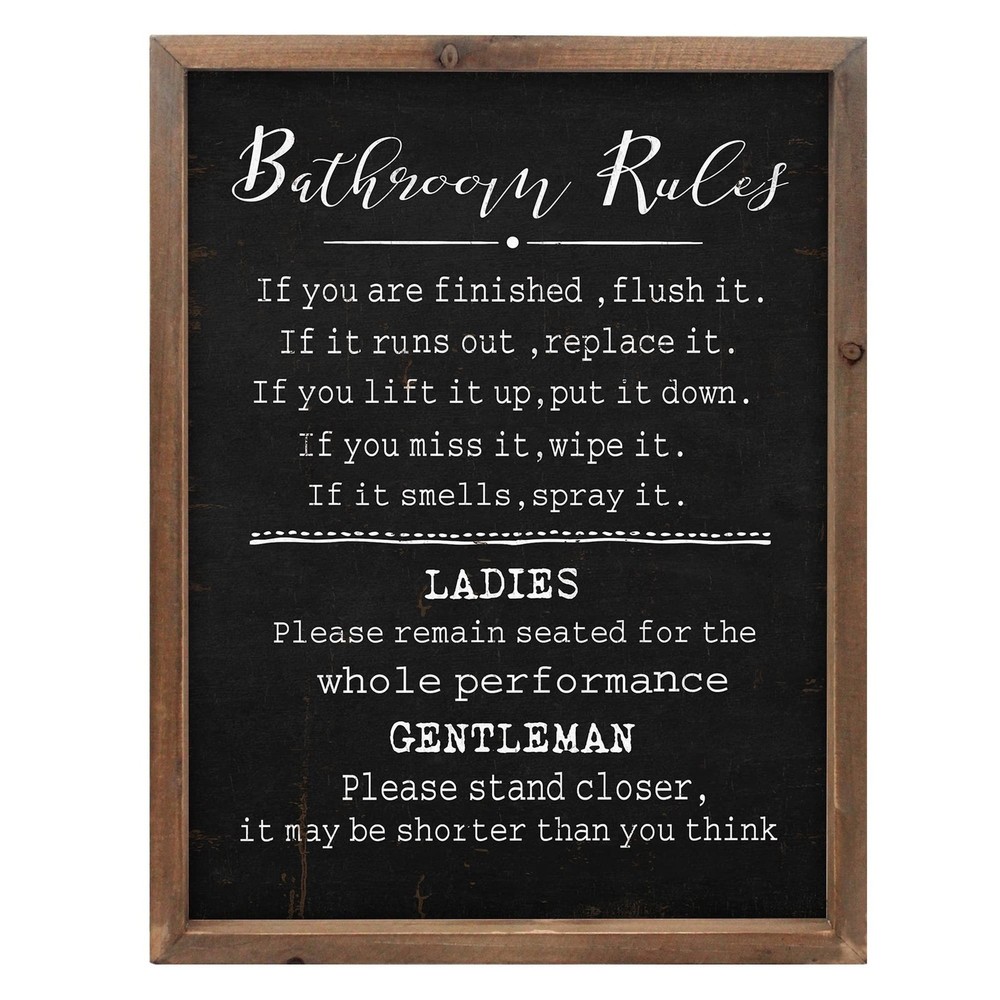 Rustic Bathroom Rules Sign,Farmhouse Toilet Wall Decor,Funny Bathroom Wood Fr…