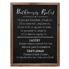 Rustic Bathroom Rules Sign,Farmhouse Toilet Wall Decor,Funny Bathroom Wood Fr…