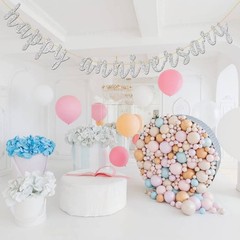 Glitter Silver Happy Anniversary Banner – Anniversary Sign – Birthday Banner …