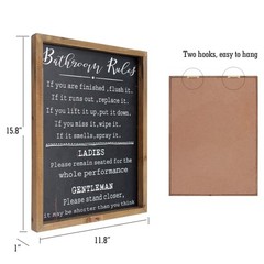 Rustic Bathroom Rules Sign,Farmhouse Toilet Wall Decor,Funny Bathroom Wood Fr…