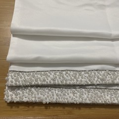 White Bridal Satin With Beaded Ends. 15.75” X 94” Double Sided Table Decor