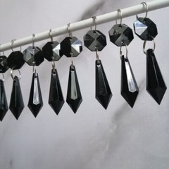 30pcs L58mm Black Drop Pendant Acrylic Octagonal Bead Garland Chandelier Hanging