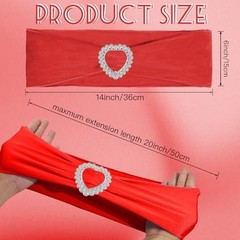 100PCS Spandex Stretch Red Chair Sashes Bows Universal Elastic Chair Cover Bands
