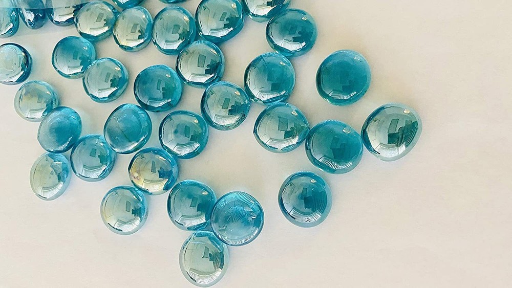 30 Lb Flat Glass Marbles/Pebbles for Vase Filler Etc (Ice Blue 0.65″ ~2700PCs)
