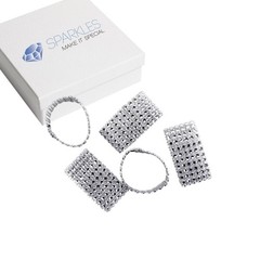10 Rhinestone Napkin Rings 6 Row – silver diamond wedding party sash holder