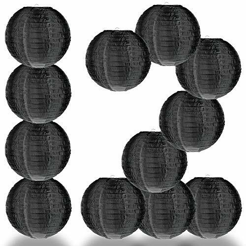 Quasimoon 12 PACK | 14″ Black Nylon Lantern, Even Ribbing, Durable, Hanging P…
