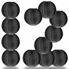 Quasimoon 12 PACK | 14″ Black Nylon Lantern, Even Ribbing, Durable, Hanging P…